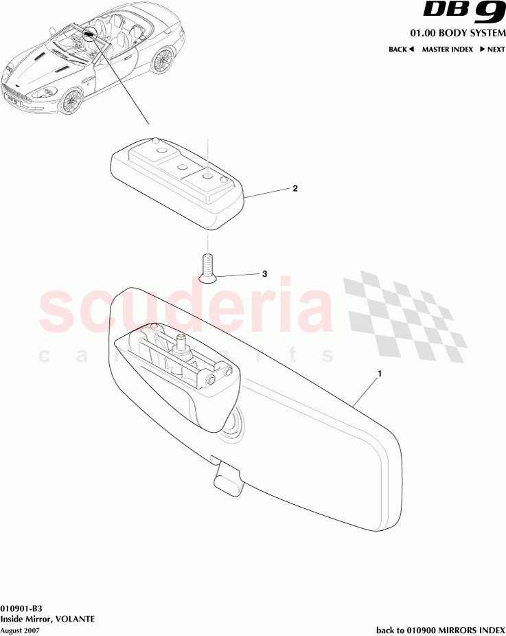 Inside Mirror (Volante) of Aston Martin Aston Martin DB9 (2004-2012)