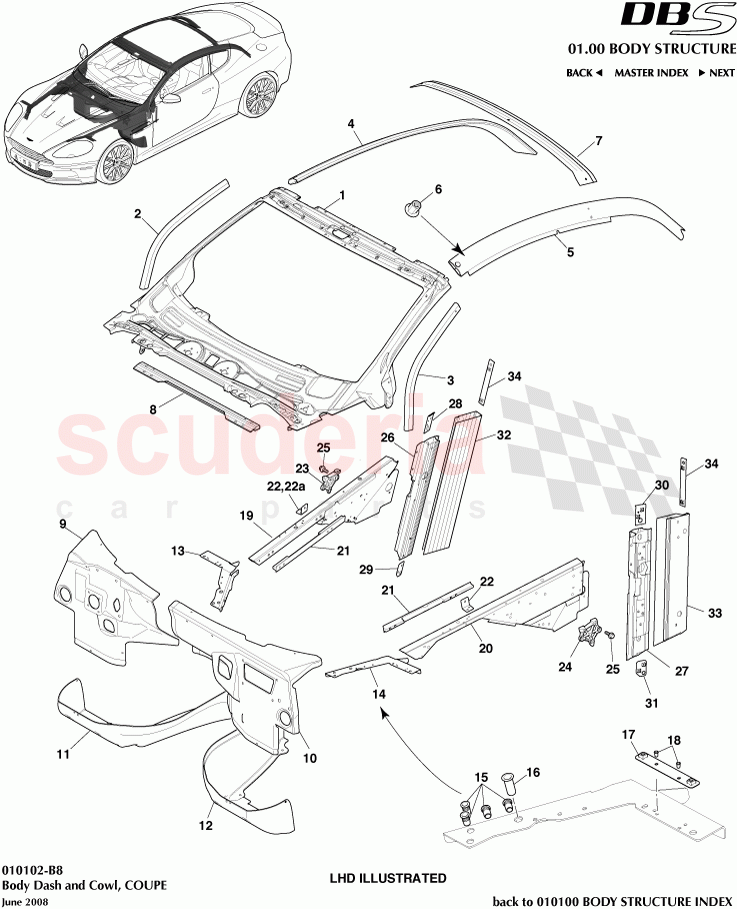 Body Dash and Cowl (Coupe) of Aston Martin Aston Martin DBS V12