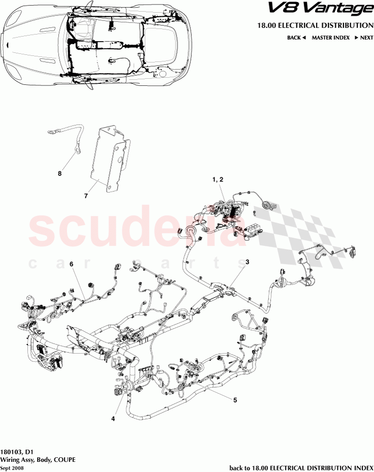 Wiring Assembly, Body (Coupe) of Aston Martin Aston Martin V8 Vantage