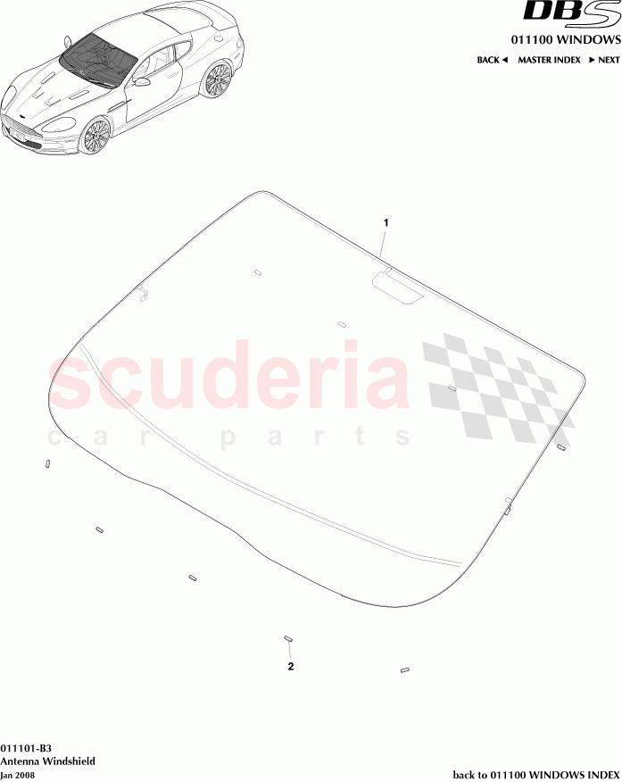 Antenna Windshield of Aston Martin Aston Martin DBS V12