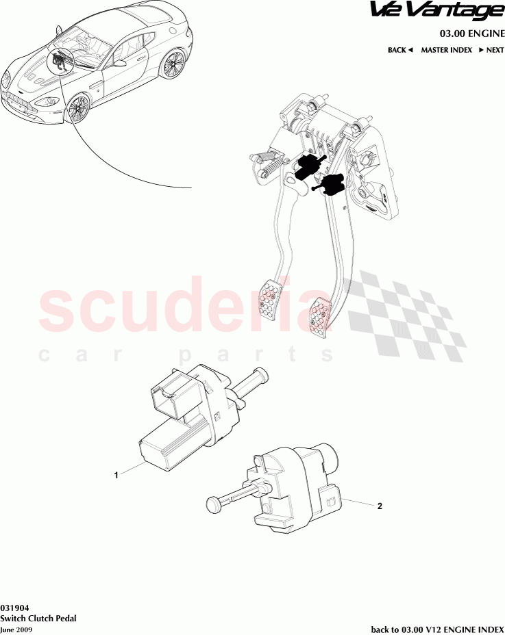 Switch Clutch Pedal of Aston Martin Aston Martin V12 Vantage