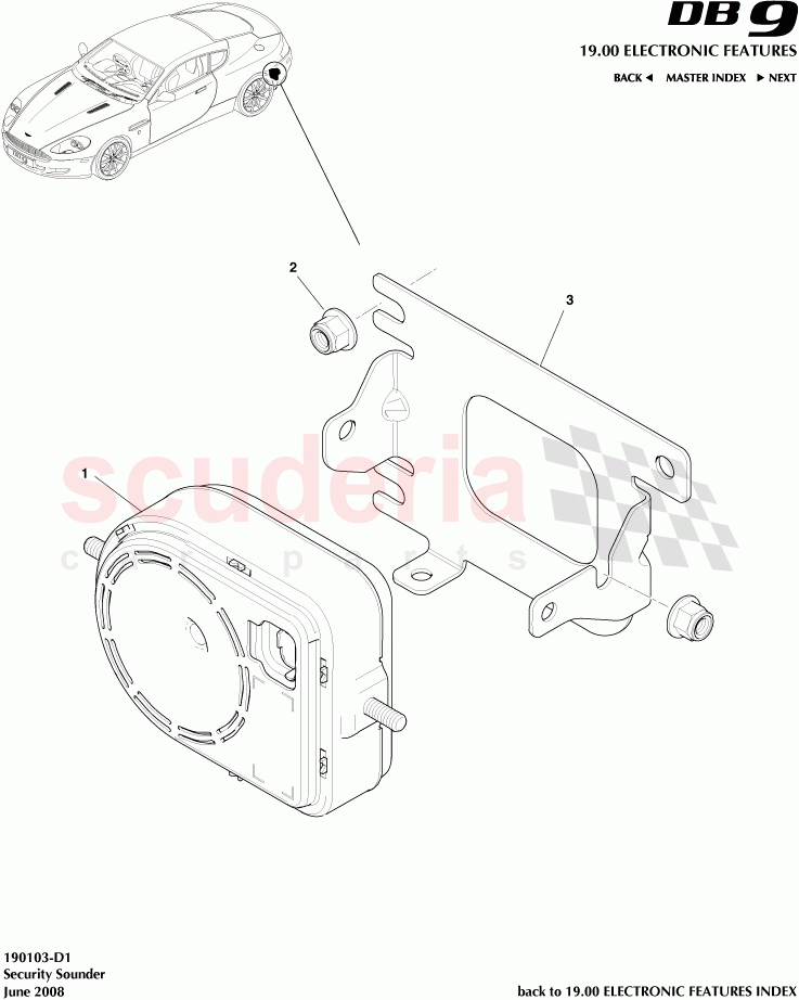 Security Sounder of Aston Martin Aston Martin DB9 (2004-2012)