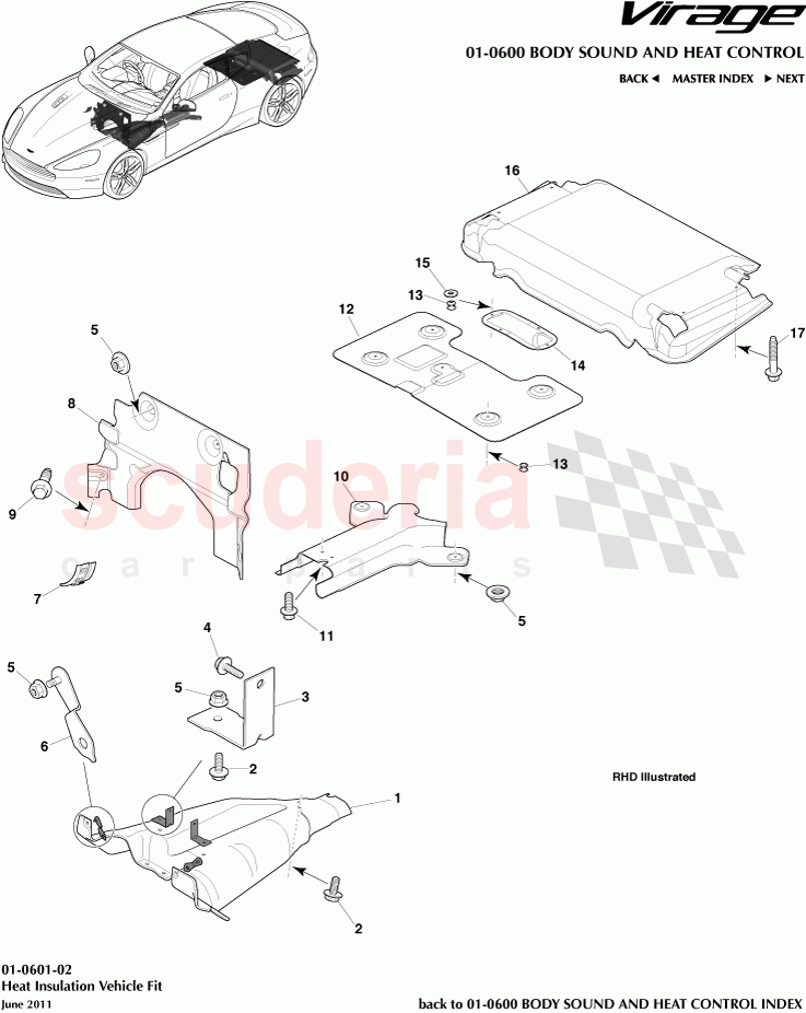 Heat Insulation Vehicle Fit of Aston Martin Aston Martin Virage