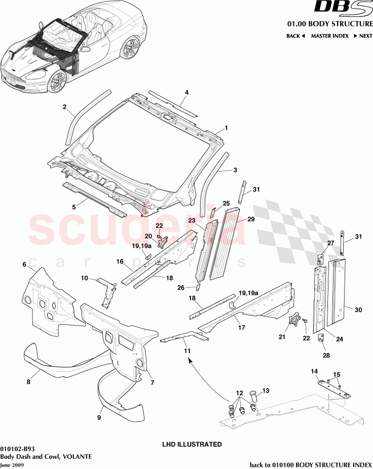 Body Dash and Cowl (Volante) of Aston Martin Aston Martin DBS V12