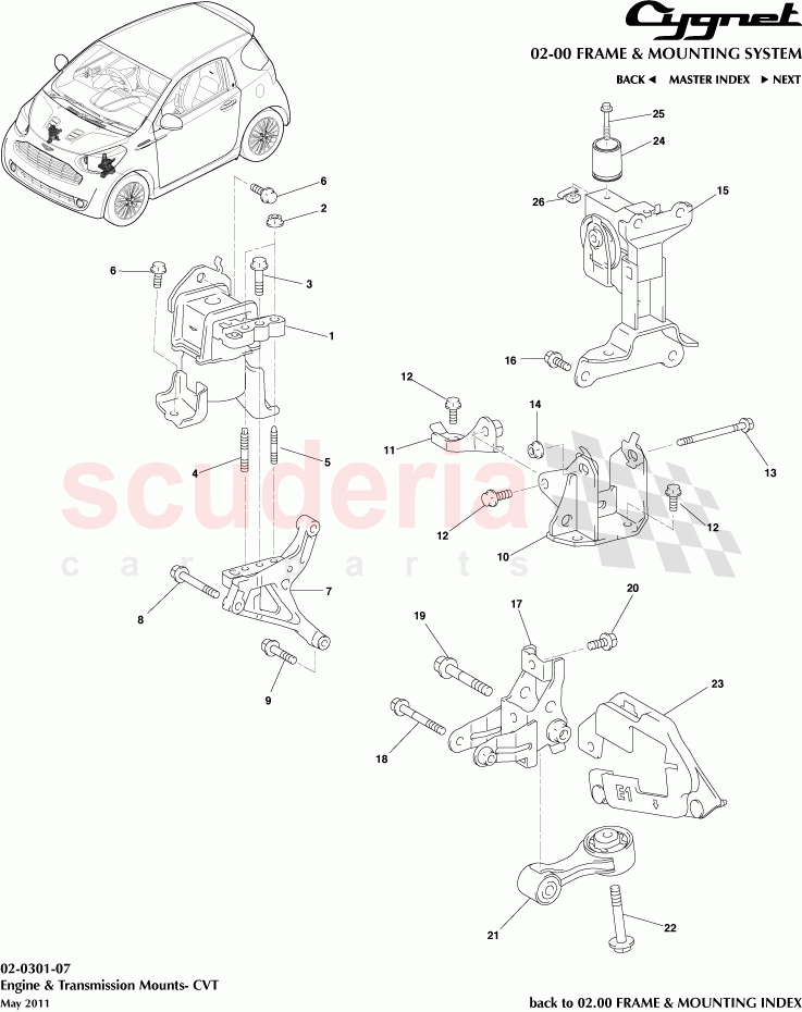 Engine & Transmission Mounts- CVT of Aston Martin Aston Martin Cygnet