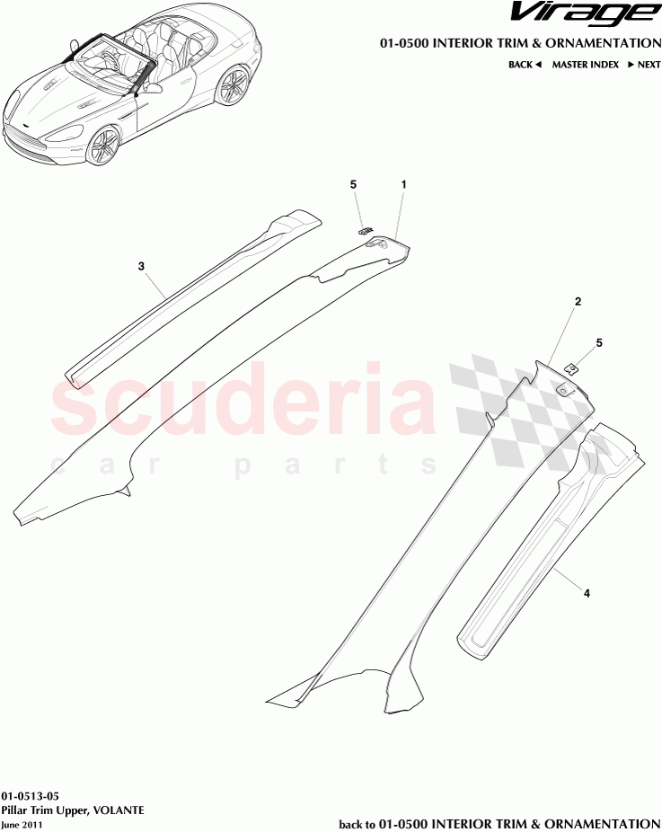 Pillar Trim Upper (Volante) of Aston Martin Aston Martin Virage