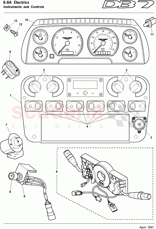 Instruments and Controls of Aston Martin Aston Martin DB7 (1997)