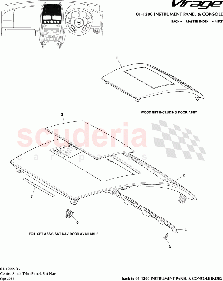 Centre Stack Trim Panel (Sat Nav) of Aston Martin Aston Martin Virage