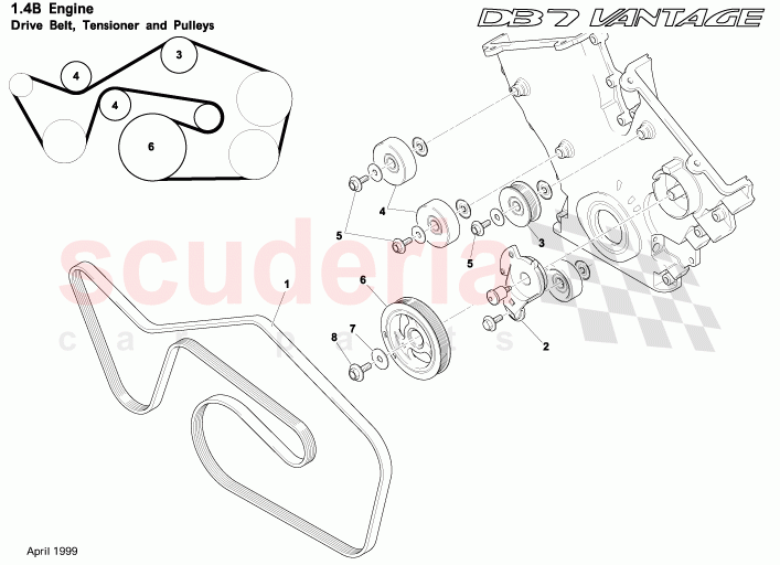 Drive Belt, Tensioner and Pulleys of Aston Martin Aston Martin DB7 Vantage