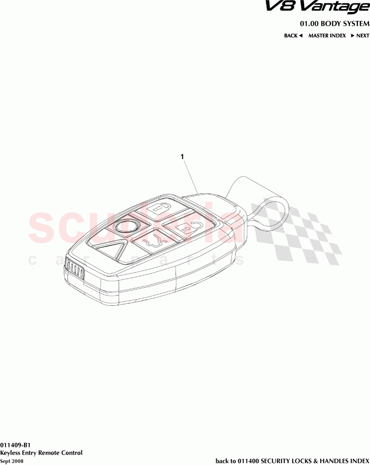 Keyless Entry Remote Control of Aston Martin Aston Martin V8 Vantage