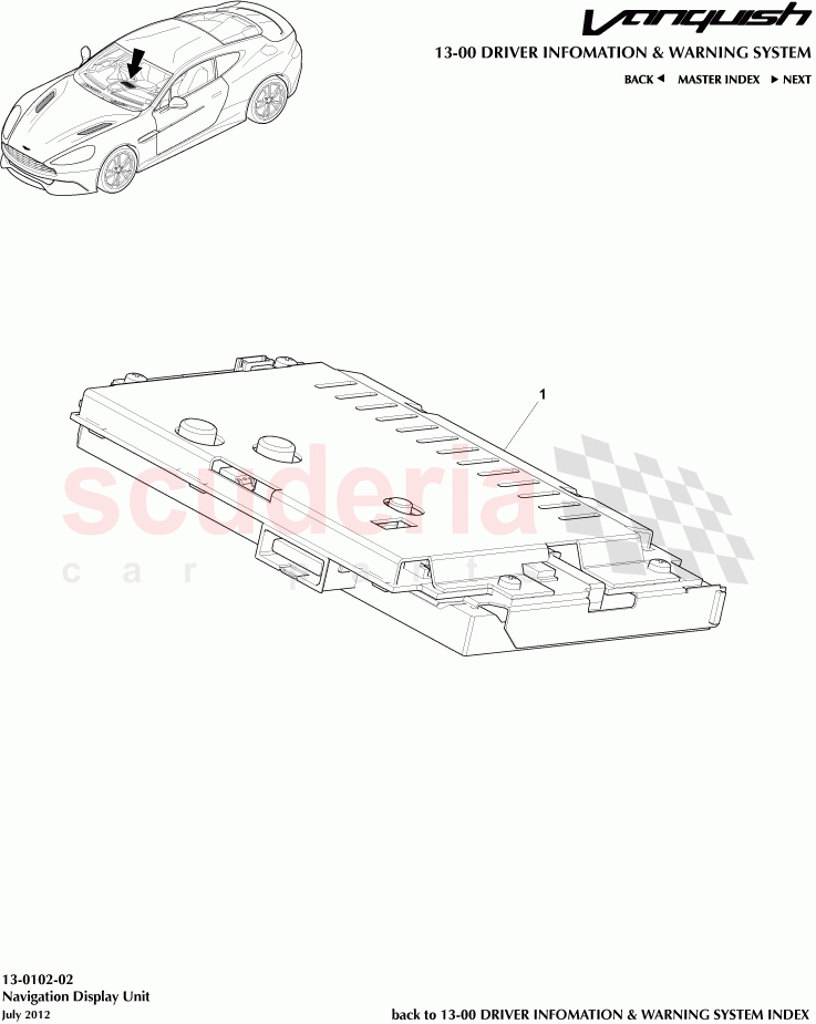 Navigation Display Unit of Aston Martin Aston Martin Vanquish (2012+)