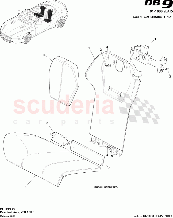 Rear Seat Assembly, VOLANTE of Aston Martin Aston Martin DB9 (2013-2016)