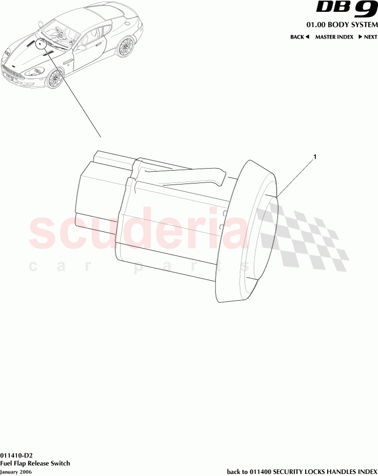 Fuel Flap Release Switch of Aston Martin Aston Martin DB9 (2004-2012)