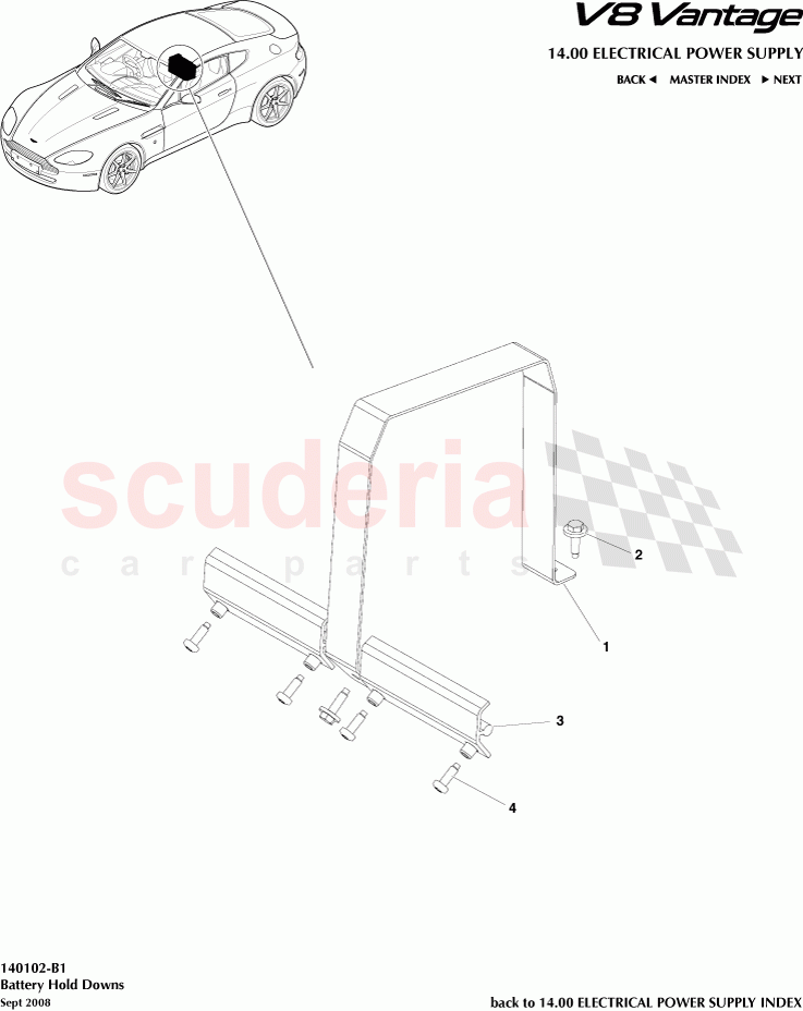 Battery Hold Downs of Aston Martin Aston Martin V8 Vantage