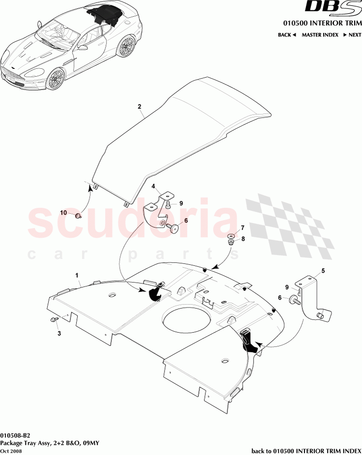 Package Tray Assembly, 2+2 B&O (2009) of Aston Martin Aston Martin DBS V12