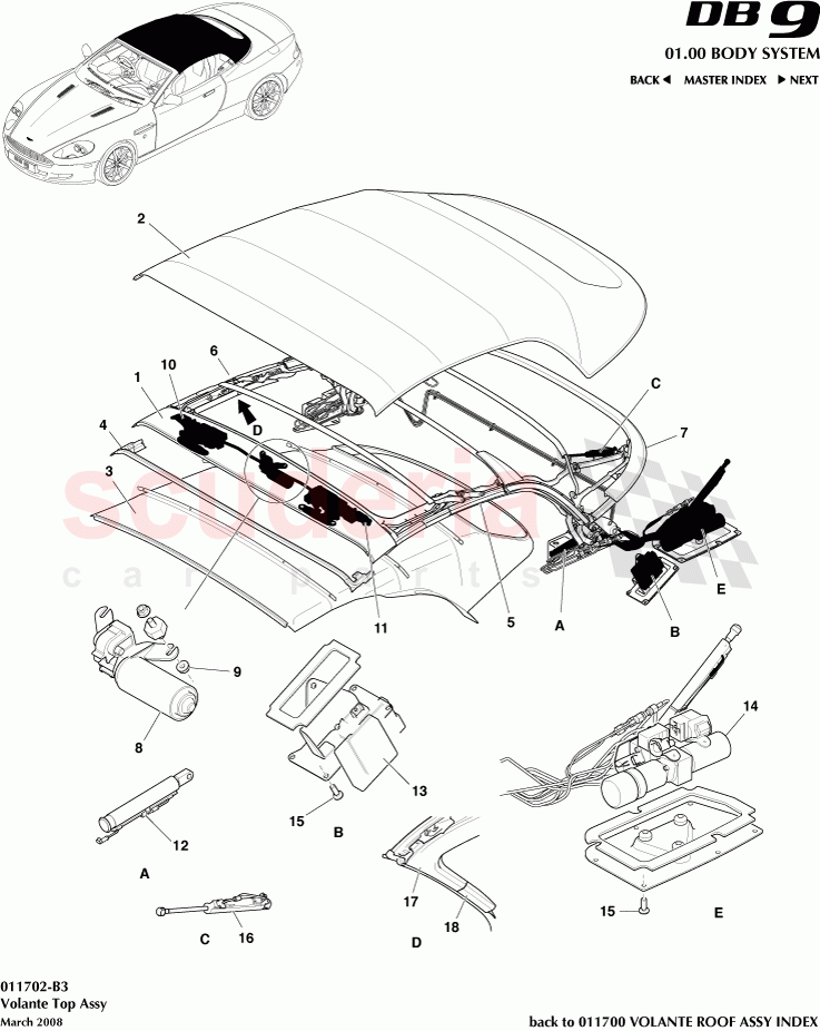 Volante Top Assembly of Aston Martin Aston Martin DB9 (2004-2012)