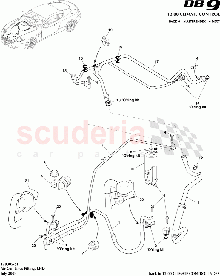 Air Con Lines Fittings (LHD) of Aston Martin Aston Martin DB9 (2004-2012)