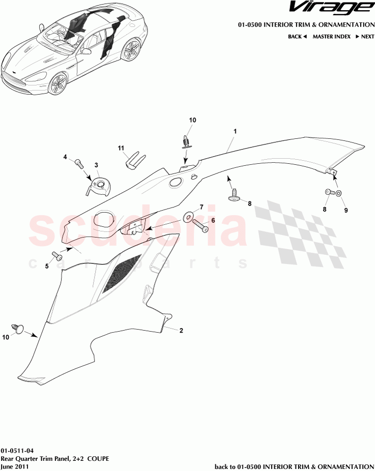 Rear Quarter Trim Panel, 2+2 (Coupe) of Aston Martin Aston Martin Virage