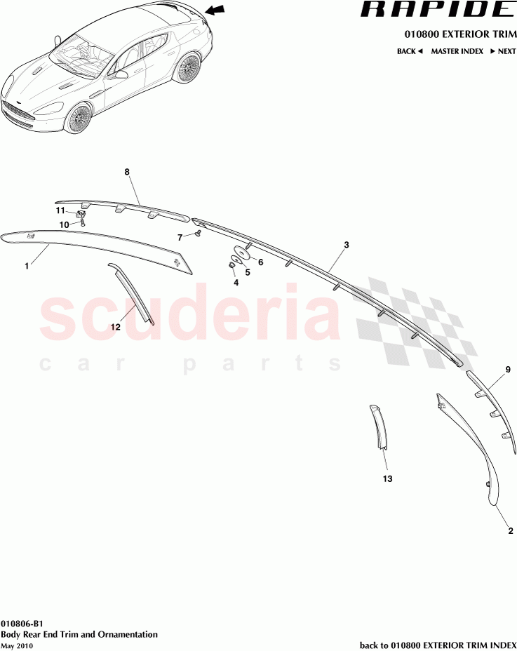Body Rear End Trim and Ornamentation of Aston Martin Aston Martin Rapide