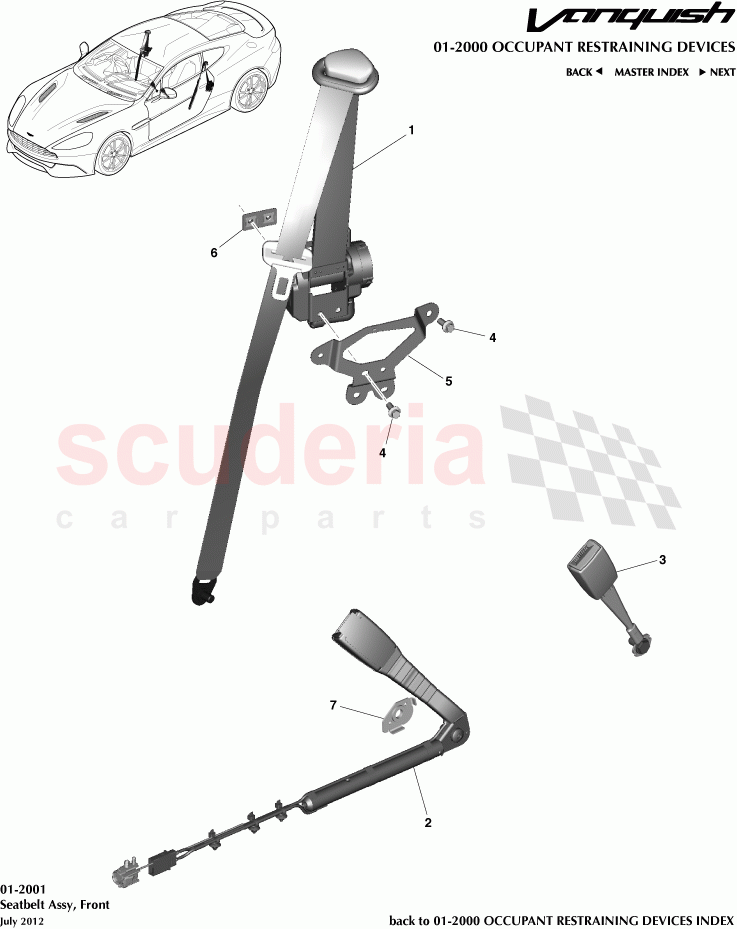 Seatbelt Assembly, Front of Aston Martin Aston Martin Vanquish (2012+)