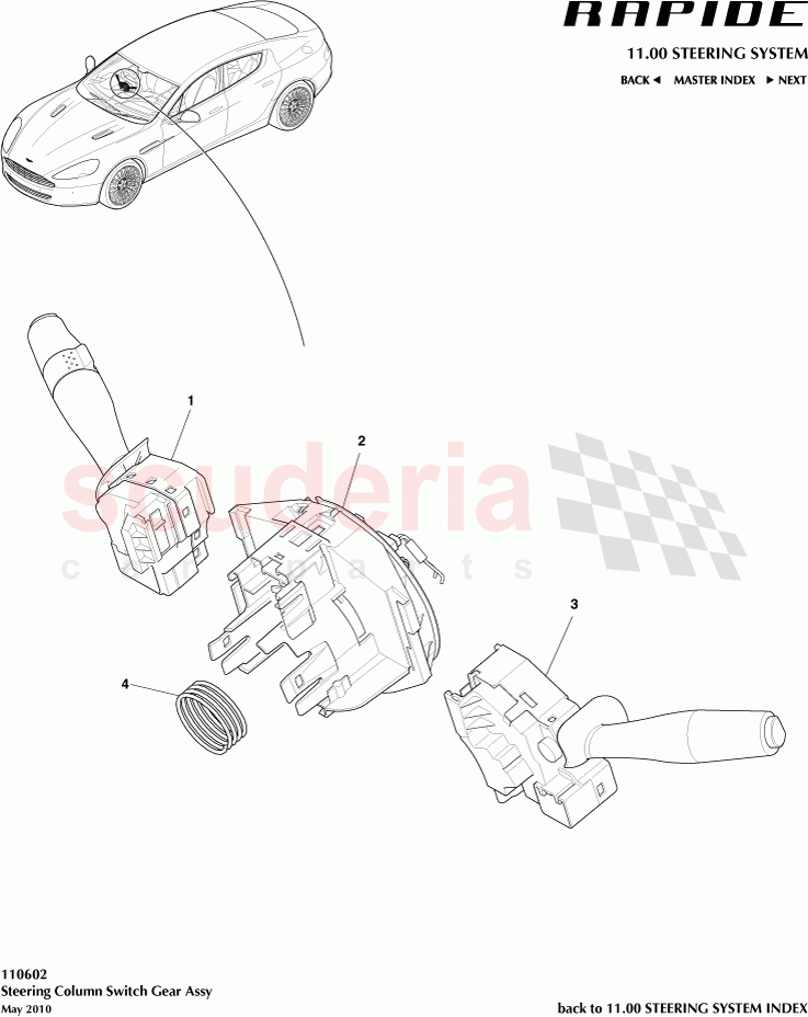 Steering Column Switch Gear Assembly of Aston Martin Aston Martin Rapide