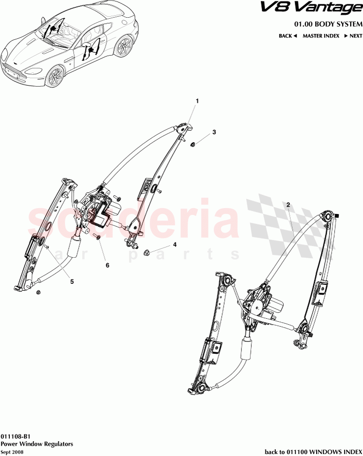 Power Window Regulators of Aston Martin Aston Martin V8 Vantage