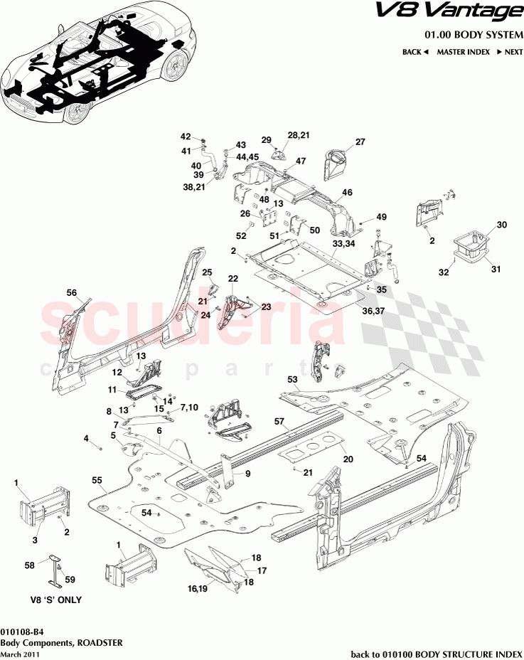 Body Components (Roadster) of Aston Martin Aston Martin V8 Vantage