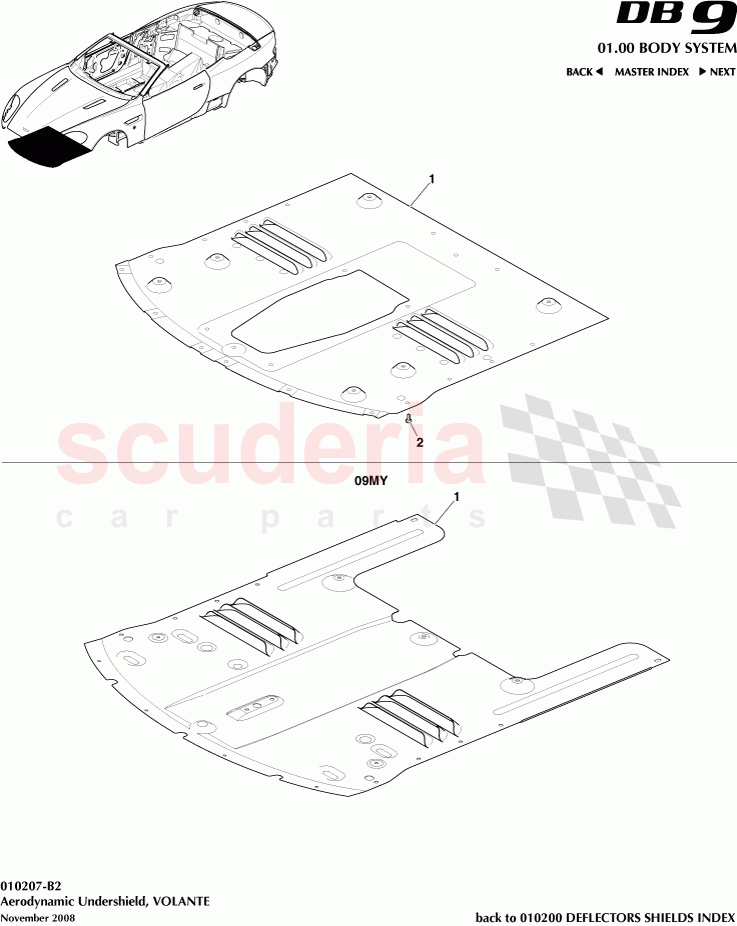 Aerodynamic Undershield (Volante) of Aston Martin Aston Martin DB9 (2004-2012)