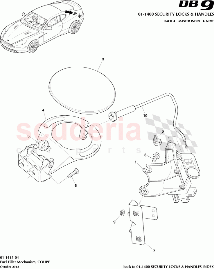 Fuel Filler Mechanism, COUPE of Aston Martin Aston Martin DB9 (2013-2016)