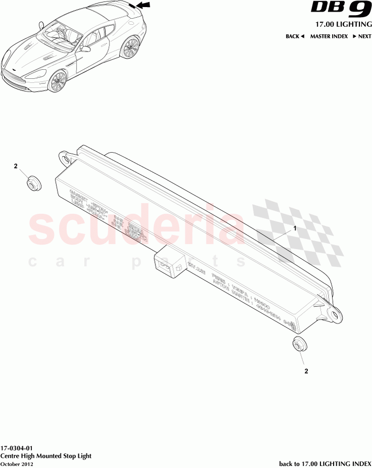 Centre High Mounted Stop Light of Aston Martin Aston Martin DB9 (2013-2016)