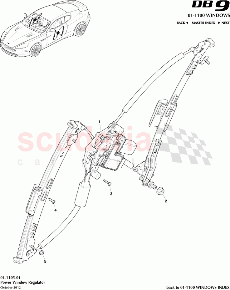 Power Window Regulator of Aston Martin Aston Martin DB9 (2013-2016)