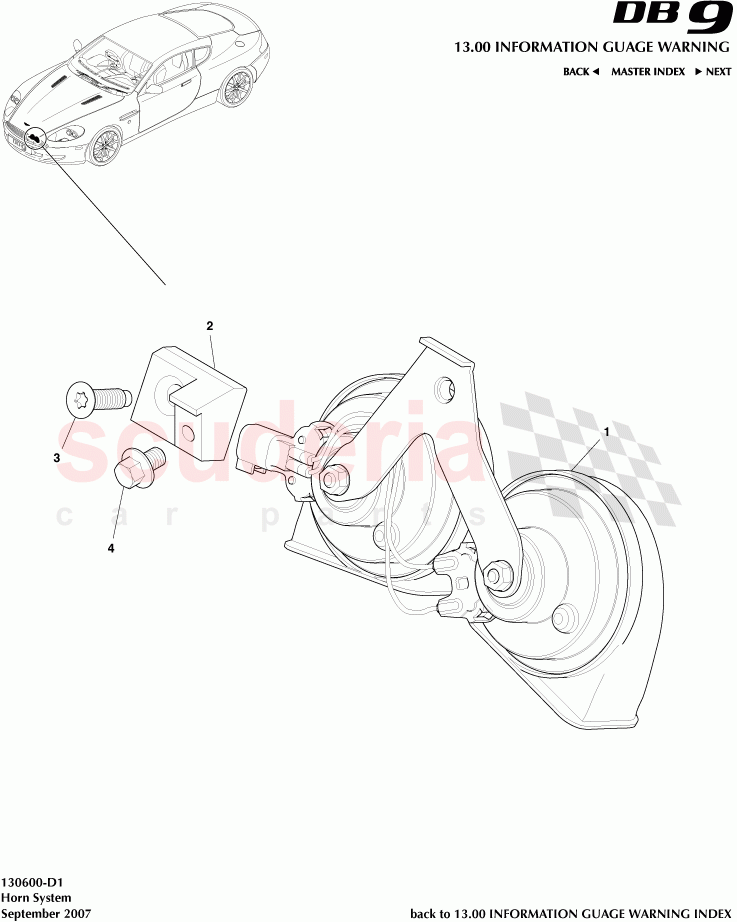 Horn System of Aston Martin Aston Martin DB9 (2004-2012)