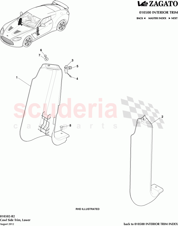 Cowl Side Trim, Lower of Aston Martin Aston Martin V12 Zagato