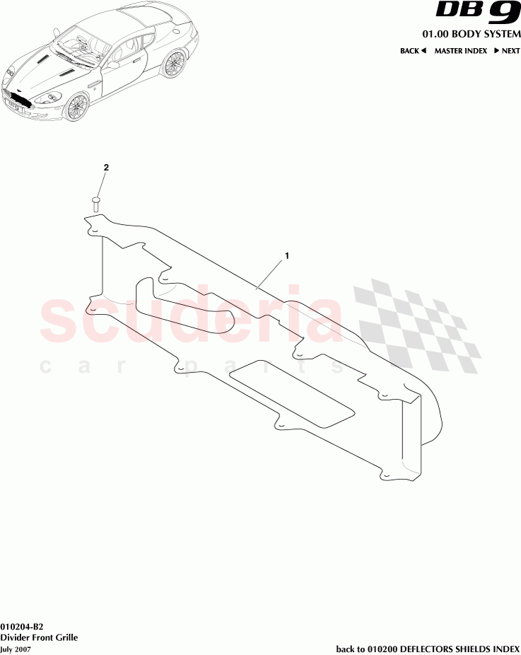 Divider Front Grille of Aston Martin Aston Martin DB9 (2004-2012)