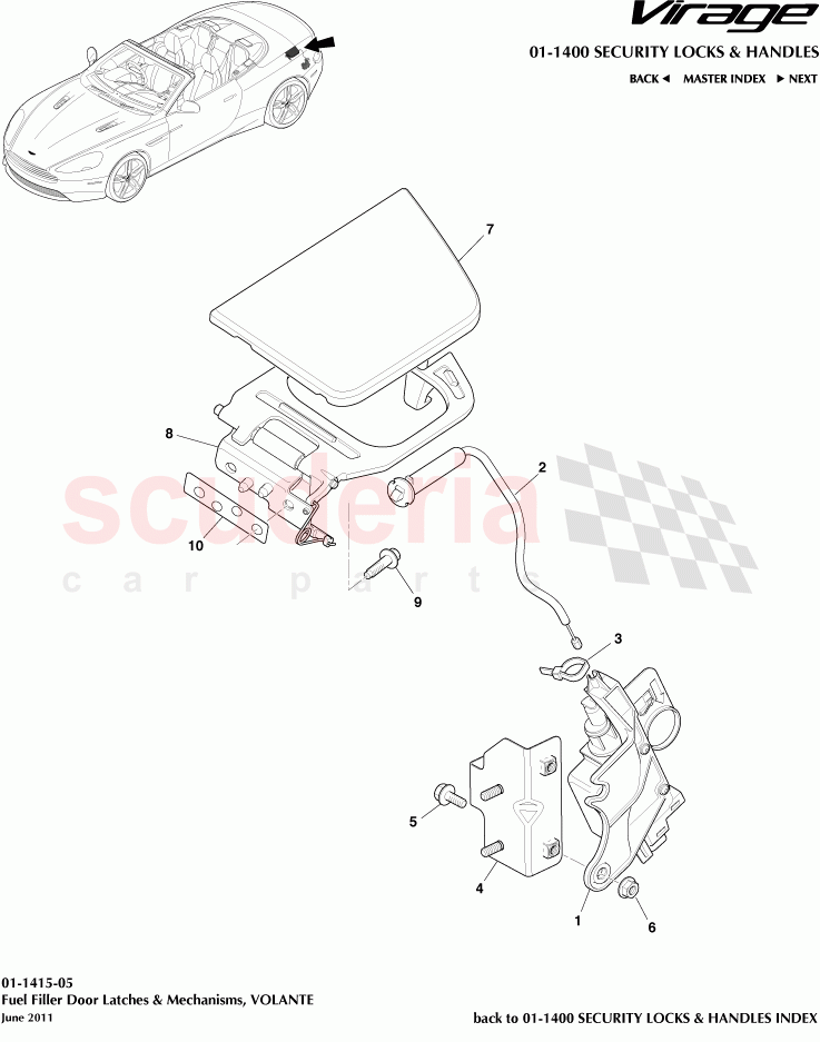 Fuel Filler Door Latches and Mechanisms (Volante) of Aston Martin Aston Martin Virage