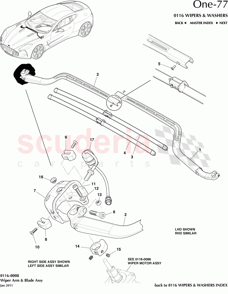 Wiper Arm & Blade Assembly of Aston Martin Aston Martin One-77