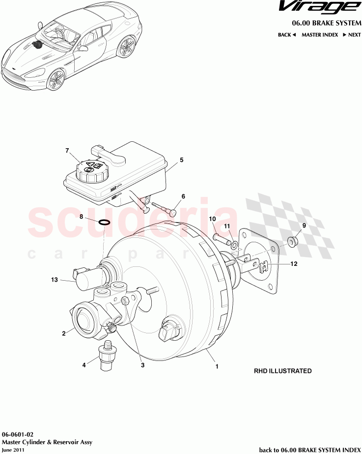 Master Cylinder and Reservoir Assembly of Aston Martin Aston Martin Virage