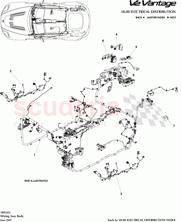 Wiring Assembly Body of Aston Martin Aston Martin V12 Vantage