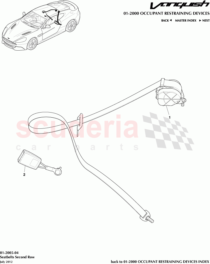 Seatbelts Second Row of Aston Martin Aston Martin Vanquish (2012+)