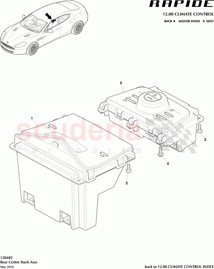 Rear Centre Stack Assembly of Aston Martin Aston Martin Rapide