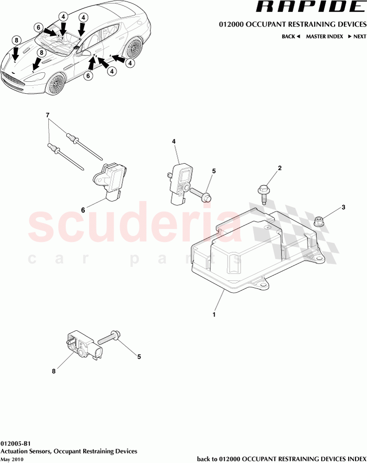 Actuation Sensors (Occupant Restraining Devices) of Aston Martin Aston Martin Rapide