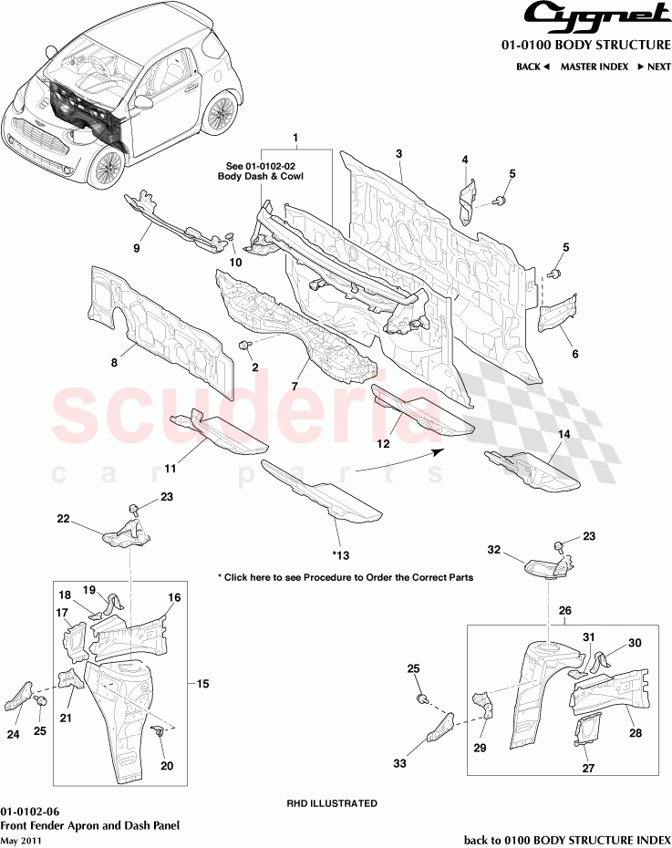 Front Fender Apron and Dash Panel of Aston Martin Aston Martin Cygnet