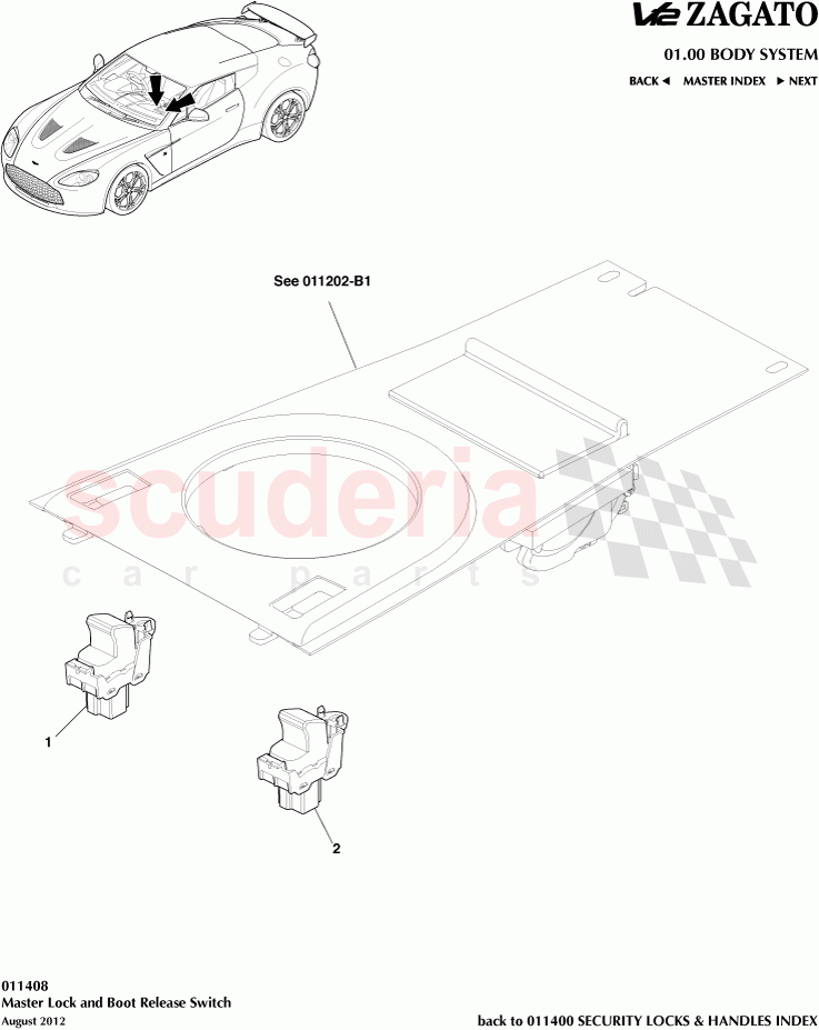 Master Lock and Boot Release Switch of Aston Martin Aston Martin V12 Zagato