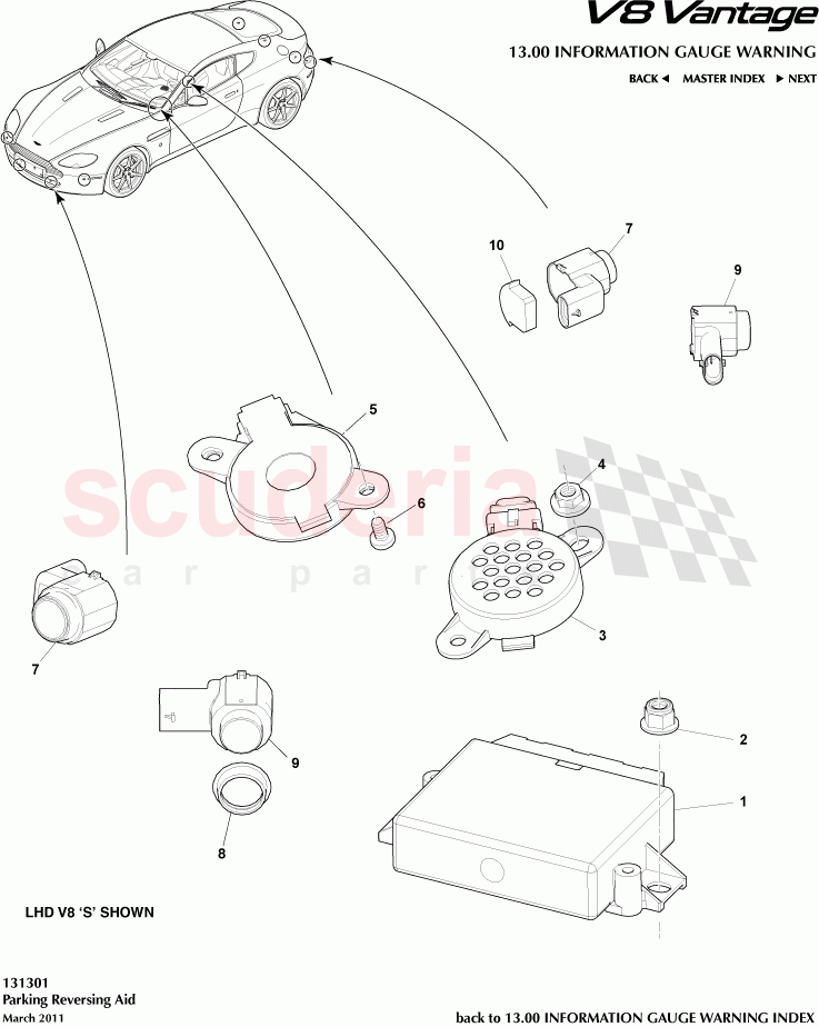 Parking Reversing Aid of Aston Martin Aston Martin V8 Vantage