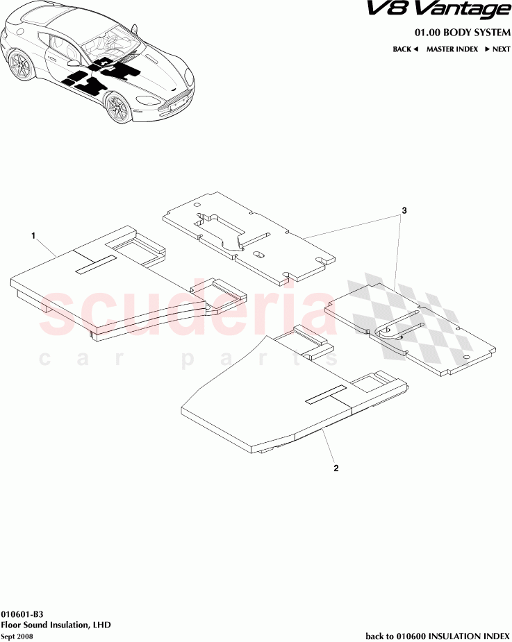Floor Sound Insulation (LHD) of Aston Martin Aston Martin V8 Vantage
