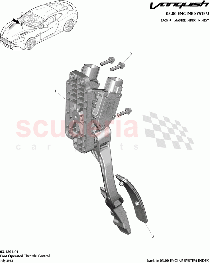 Foot Operated Throttle Control of Aston Martin Aston Martin Vanquish (2012+)