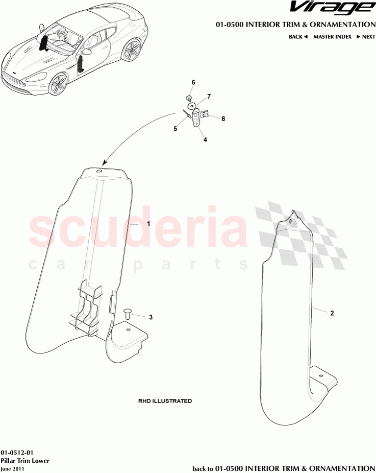 Pillar Trim Lower of Aston Martin Aston Martin Virage