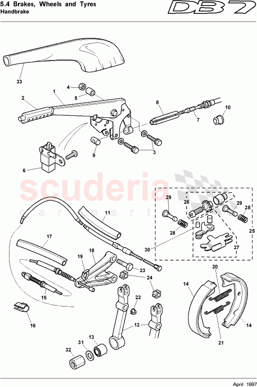 Handbrake of Aston Martin Aston Martin DB7 (1997)