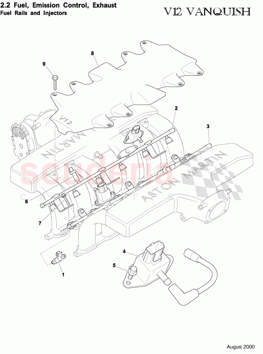 Fuel Rails and Injectors of Aston Martin Aston Martin Vanquish (2001-2007)