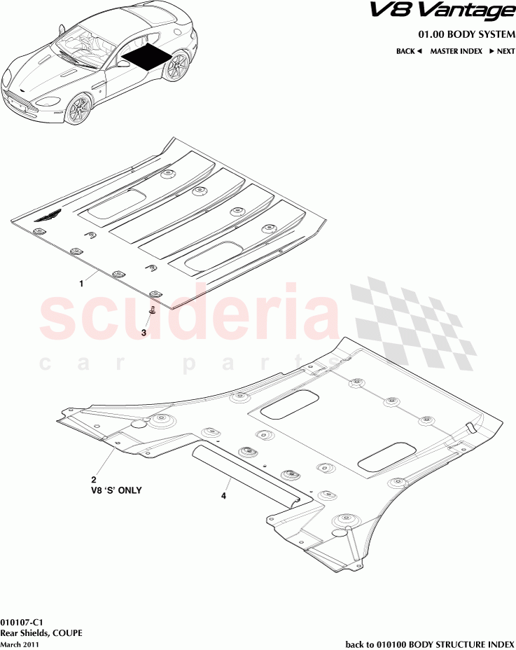 Rear Shields (Coupe) of Aston Martin Aston Martin V8 Vantage